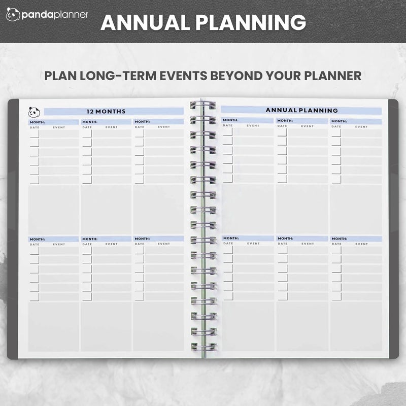 Panda Planner 2026 Undated Daily Planner 5.75" x 8.25" â€“ 90-Day Spiral Academic & Productivity Planner with Hourly Schedule, Habit Tracker, To-Do List & Monthly Calendar â€“ ADHD-Friendly Panda Journal (Gray) - Image 5